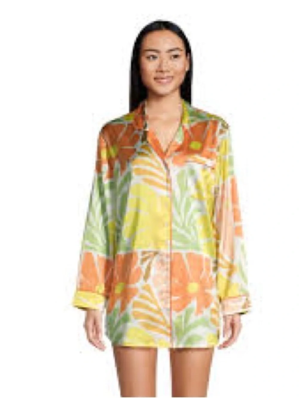 World Market Satin Retro Floral Night Shirt Pajamas Lounge-set SzL/XL